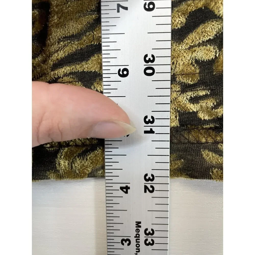 Diane Von Furstenberg Shirt Womens Large Black Gold Baroque Jacquard Made USA‎